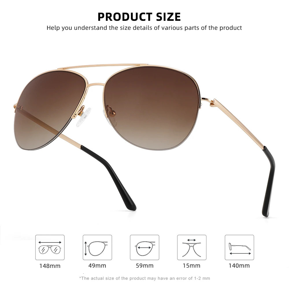 Classic Oversized Sunglasses for Men Women Polarized UV Protection Retro Metal Frame Trendy Outdoor Driving Shades 260312