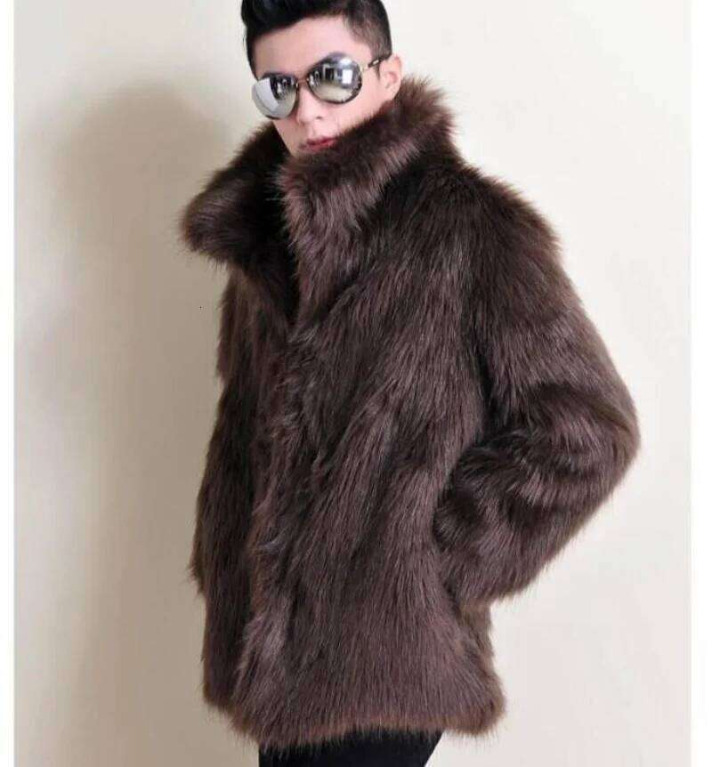 Thickened Faux Winter New Style Integrated Leather And Fur Black Fox-liked Men's Outerwear Coat Z260313
