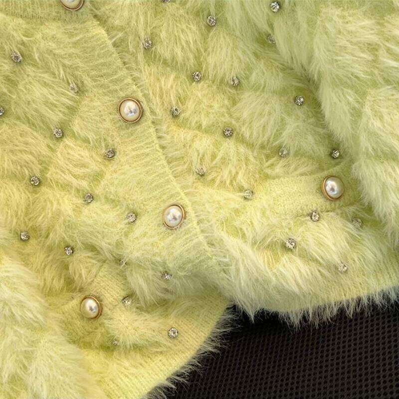 Casual Female Knitted Jacket Autumn Winter 2025 Long Sleeved Imitation Mink Women Cardigan Sweater Coat Age reduction Z260313