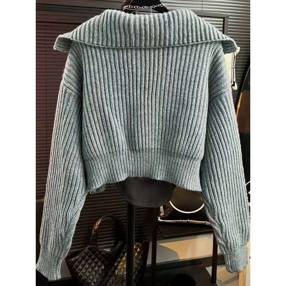 Korean Style Women's Sweater Winter Elegant Matching Long Sleeve Chic Casual Pullover Solid Blouse Knitwear Jumper Y2K Top Z260313
