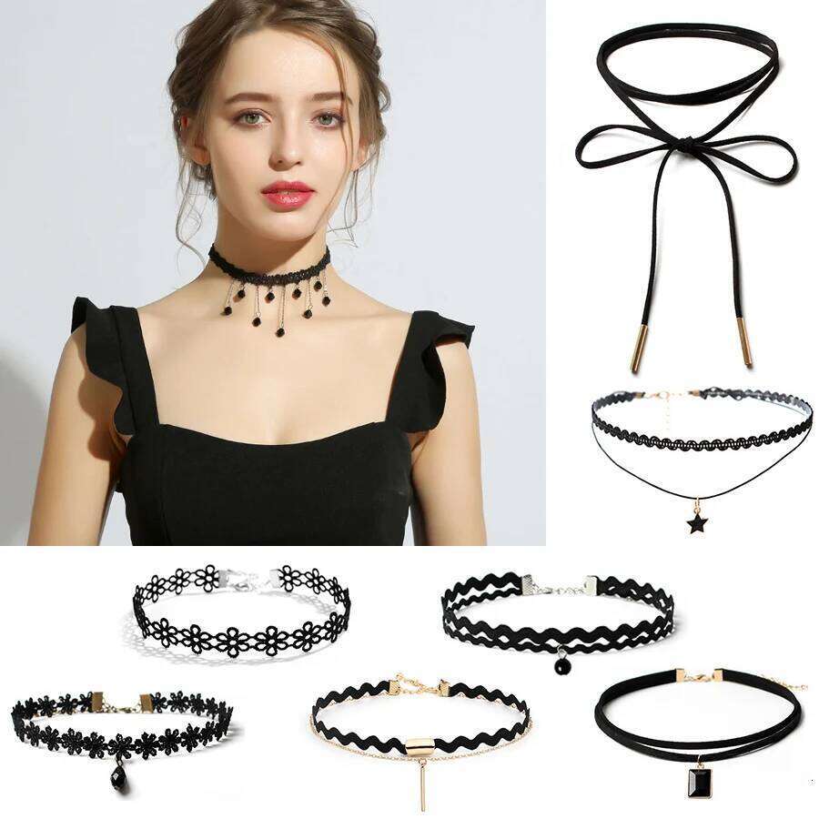 Korean Fashion Velvet Choker for Women Vintage Sexy Lace Necklace with Pendants Gothic Girl Neck Jewelry Accessories H260312