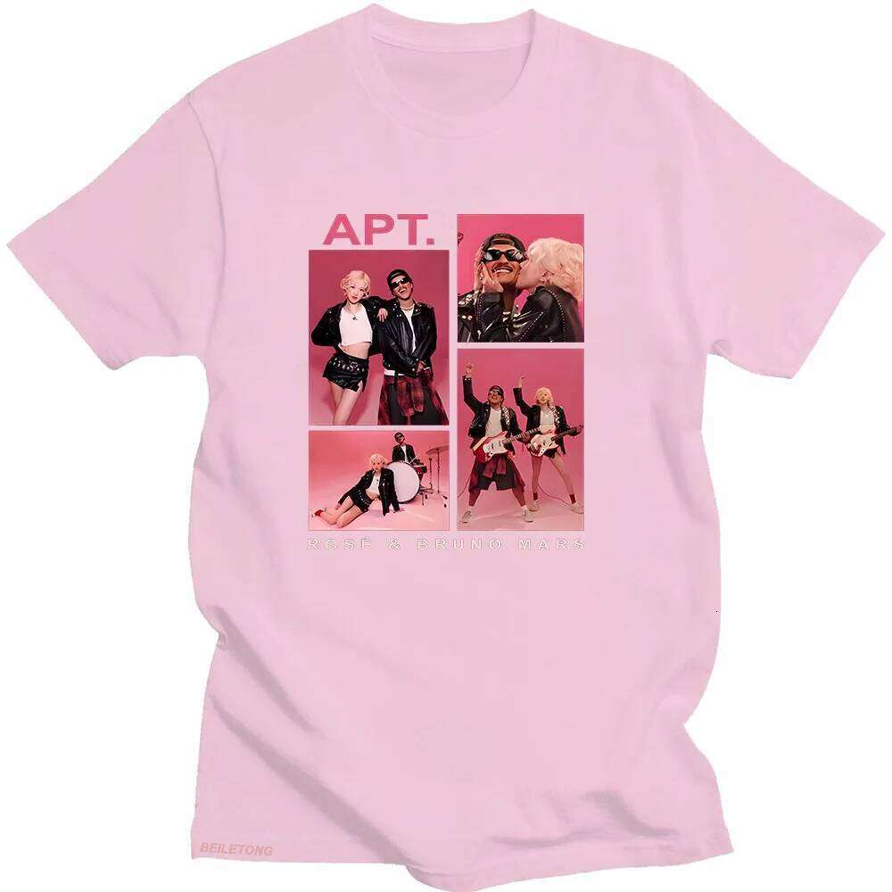 APT ROSE & Bruno Mars T-Shirt Unisex Couple Harajuku Aesthetic Tee-shirt Short Sleeve Round Neck Tshirt Camisetas Punk Clothing Z260314