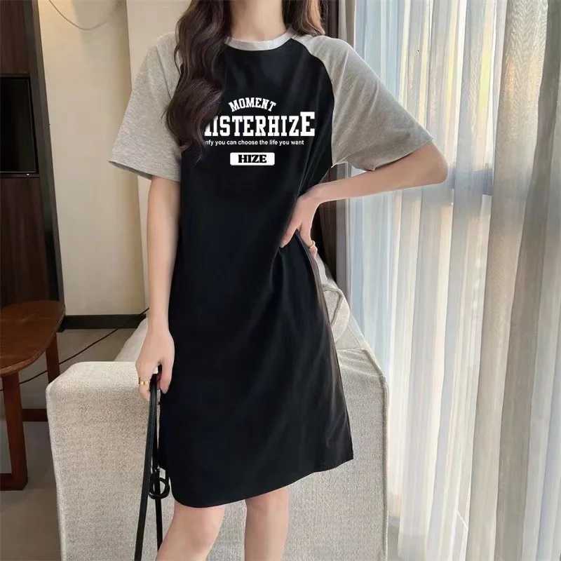 Summer Fashion Trend New Simple Letter Printing Loose Round Neck Short-sleeved Womens DressT260314