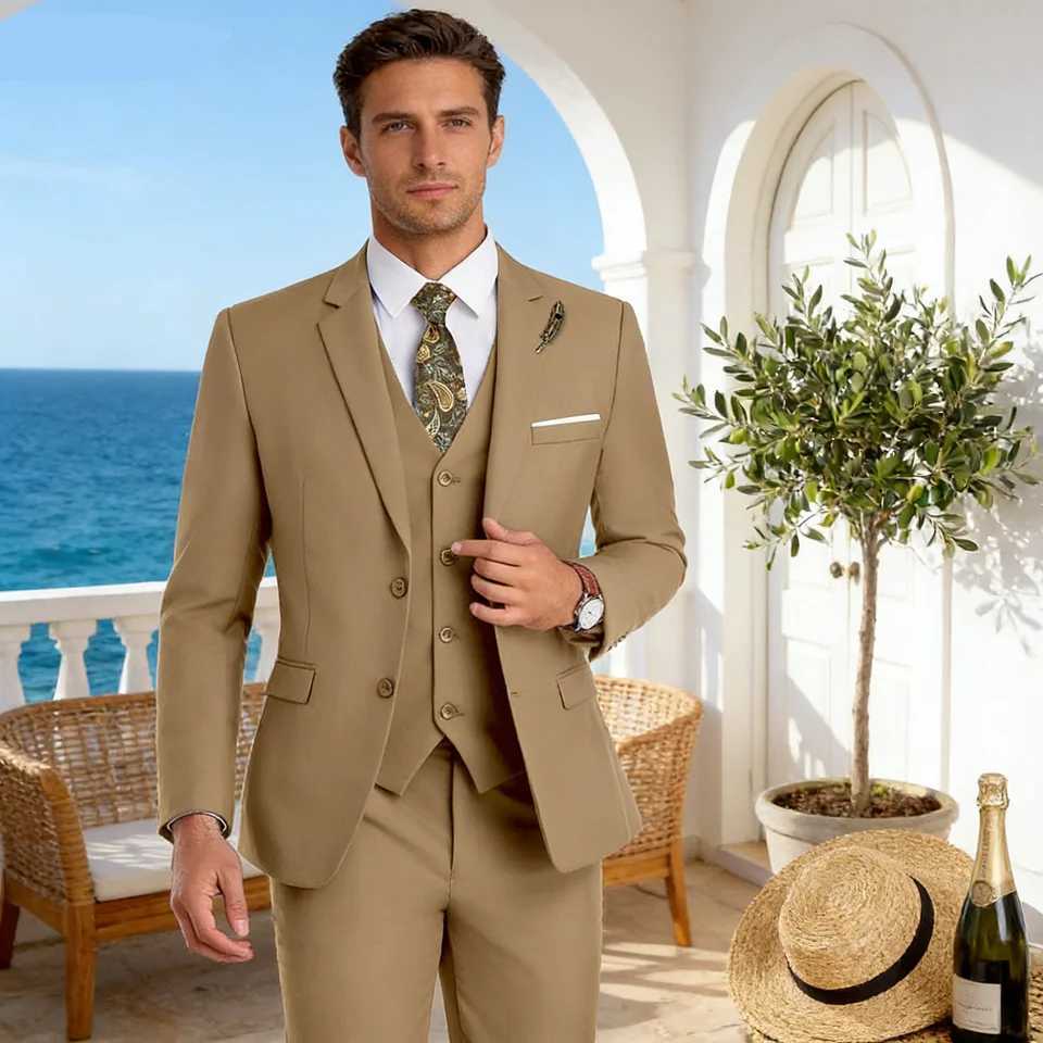 Elegant Rose Red 3-Piece Slim Fit Mens Suit Double Breasted Blazer Vest Pants Set for Wedding Groom Tuxedo Business Party a06 M260313