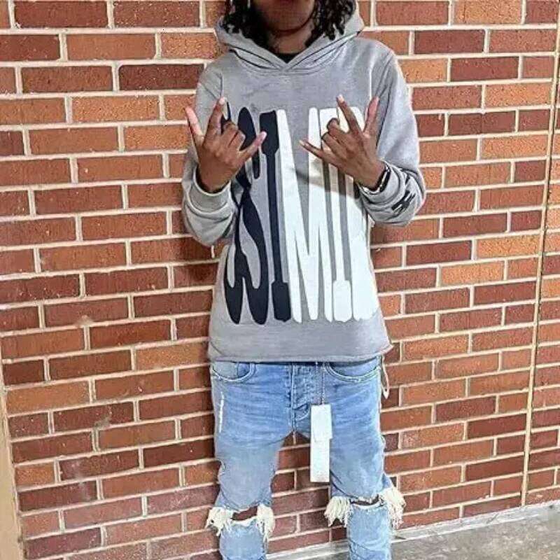 Y2K Men's Women's Street Wear Letter Foam Printed Loose Fitting Pullover Sweatshirt European American Hip-hop Gothic Hooded Top Z260314