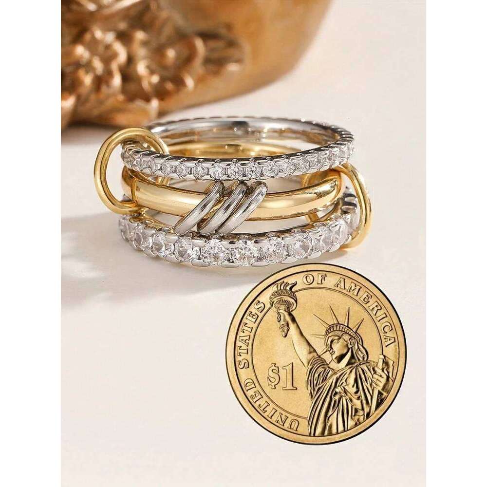 925 Sterling Silver Personalized Luxury Interlocking Stacked Ring For Women Daily Outfits Fashionable High Quality Fine Jewelry H260312