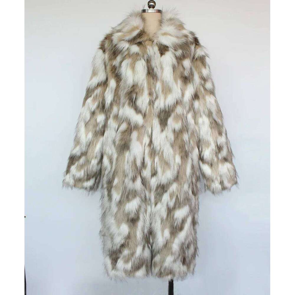 Men Faux Fox Coats Jacket Turn Down Collar Long Sleeve Open Stitch Thick Warm Fur Loose Casual 2025 Autumn Winter Z260313