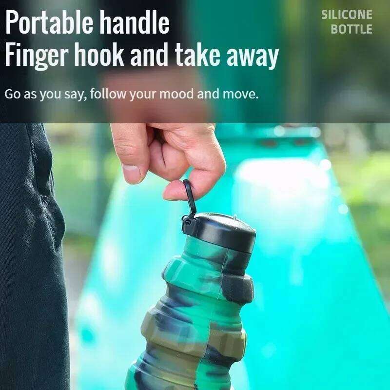 Durable Hand Camouflage water bottle Portable silicone foldable cup 500ml hand grenade sports kettle Z260313