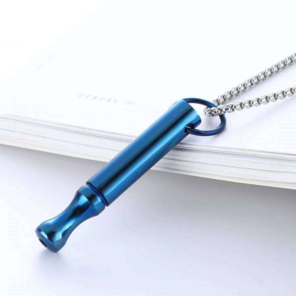Stainless Steel Whistle Shaped Pendant Necklace For Women Men Relieve Stress Anti Anxiety Quit Smoking Choker Meditation Jewelry H260312