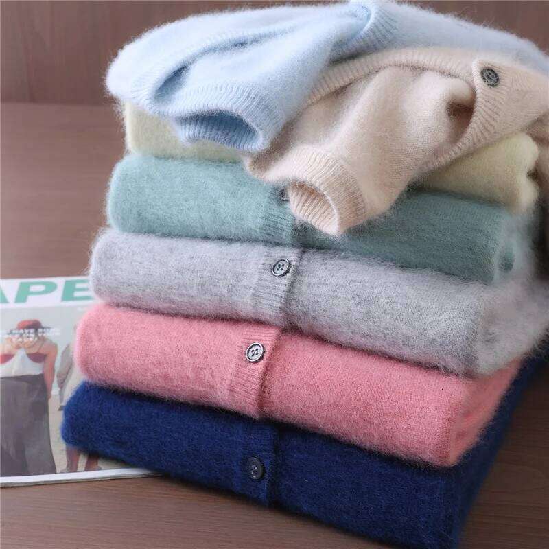 Autumn And Winter Women's Round Neck Mink Cashmere Cardigan Solid Color Button Wool Knitted Coat Temperament Sweater Z260313
