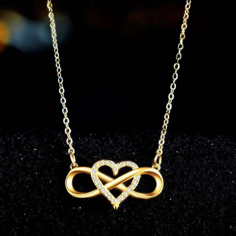 Romantic Fashion Silver Gold Color Infinity Forever CZ Lucky Heart Pendant Necklace for Women Gift Jewelry H260312