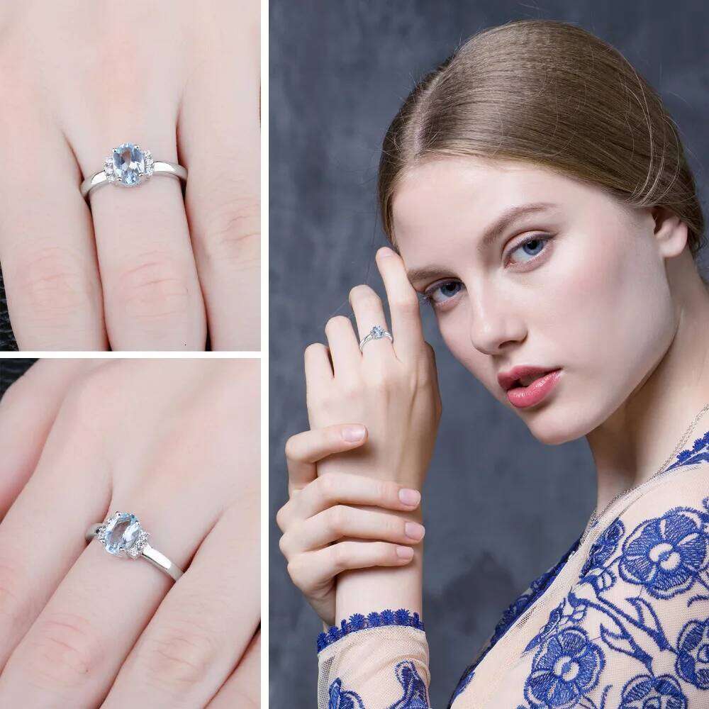 JewelryPalace Oval Natural Sky Blue Topaz 925 Sterling Silver Engagement Ring for Woman Gemstone Fine Jewelry Anniversary Gift H260312