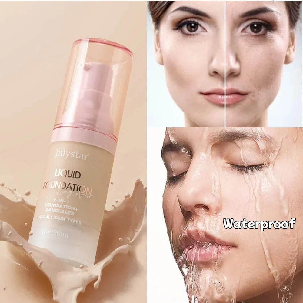 High Coverage Liquid Foundation Oil Control Face Brighten Natural Concealer Waterproof BB Cream Makeup Korean Base Cosmetics 260305