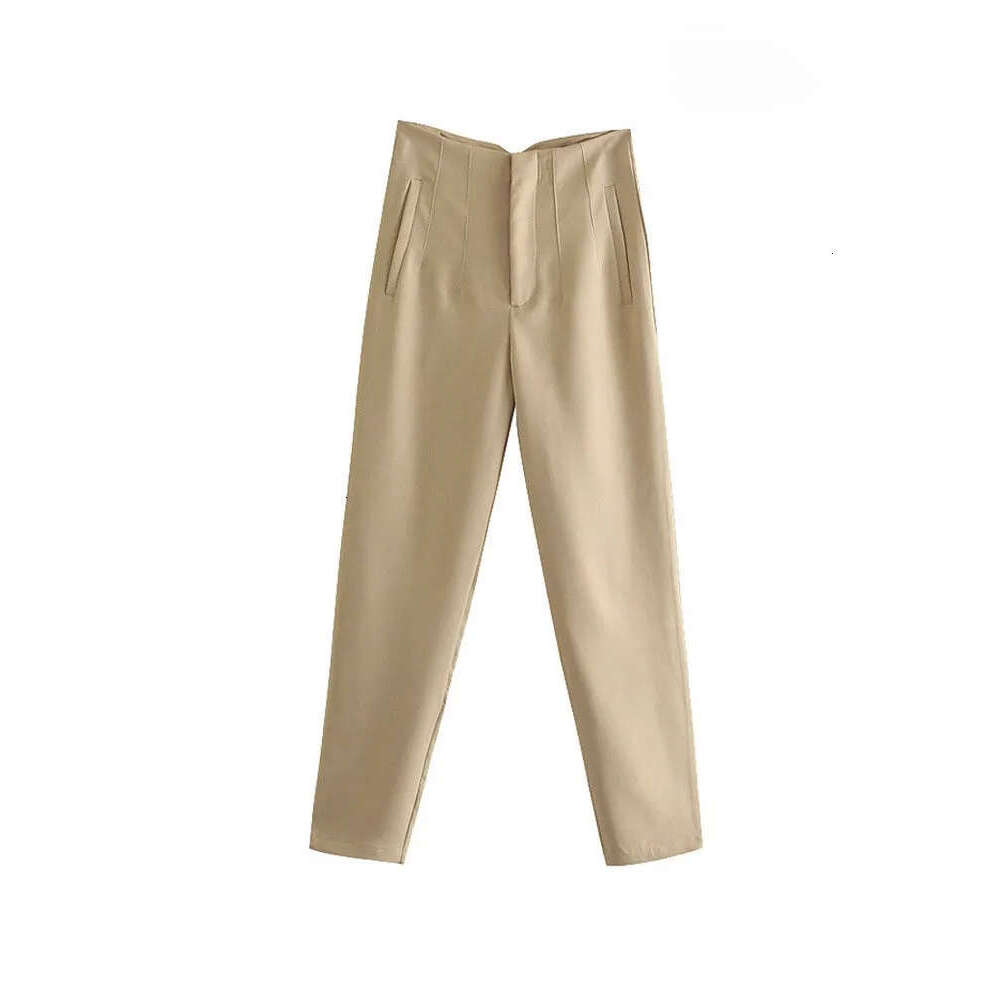 Women's Capris TRAF Women Chic Fashion With Seam Detail Office Wear Pants Vintage High Waist Zipper Fly Female Ankle Trousers Mujer 230321 Z26031