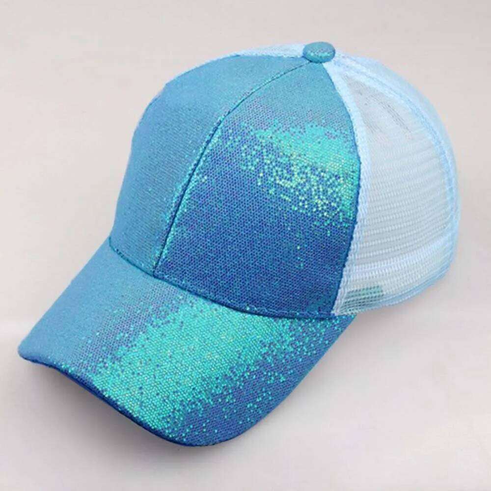Spring Summer Women Girl Ponytail Baseball Cap Sequins Shiny Fashion Casual Adjustable Outdoor Sports Hat Sun Caps Z260314