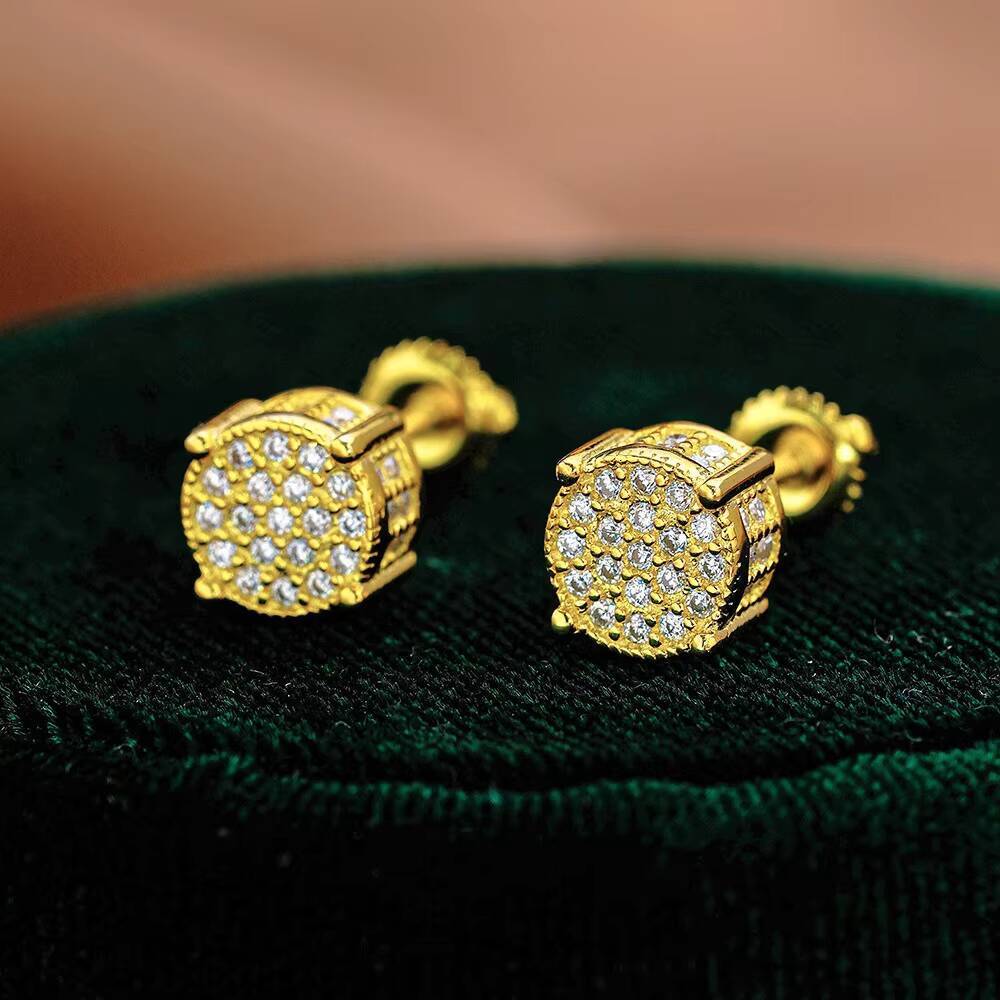 Hip-hop Style 925 Sterling Silver Round Moissanite D-Color Earrings for Men and Women Fashionable Popular Jewelry