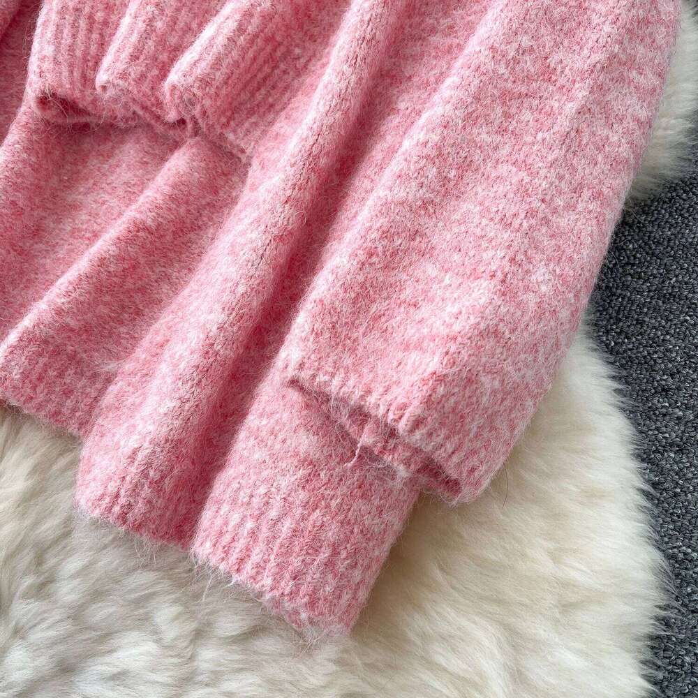 2025 New Fashion Solid Cashmere Sweater Long Sleeves Loose Warm Cardigan+Sleeveless Knitting Tank Top Winter Gentle Casual Tops Z260313