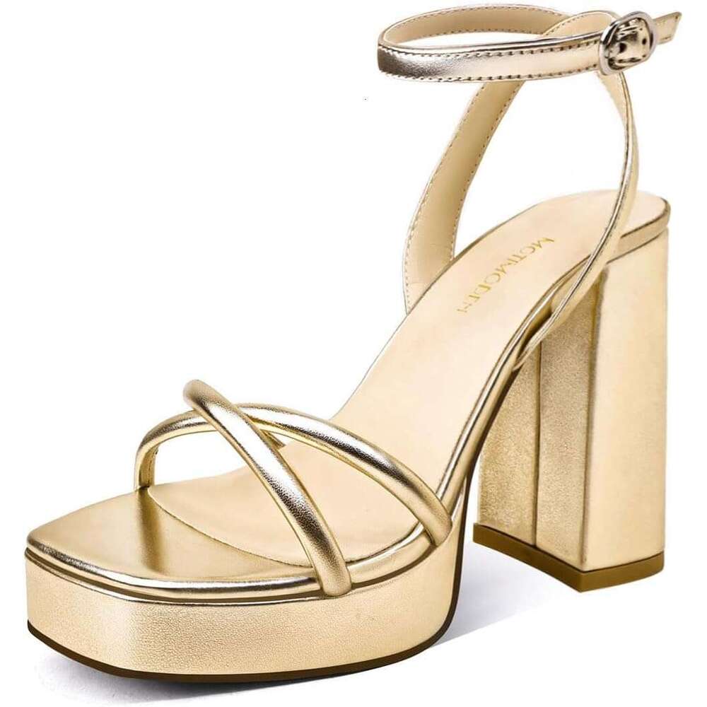 Square Open Toe For Women Block Chunky Platform High Heels Vintage Fashion Wedding Party Evening Prom Dance Ankle Strap Dress Pump Sandals Shoes MOJID