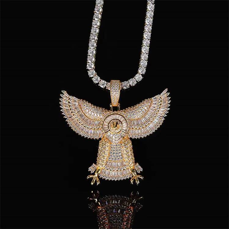 Wholesale Fashion Hip Hop Jewelry Horus Pendant Iced Out 3A MoissaniteVVS Solid Eagle Pendant Iced Out Chain With Pendant
