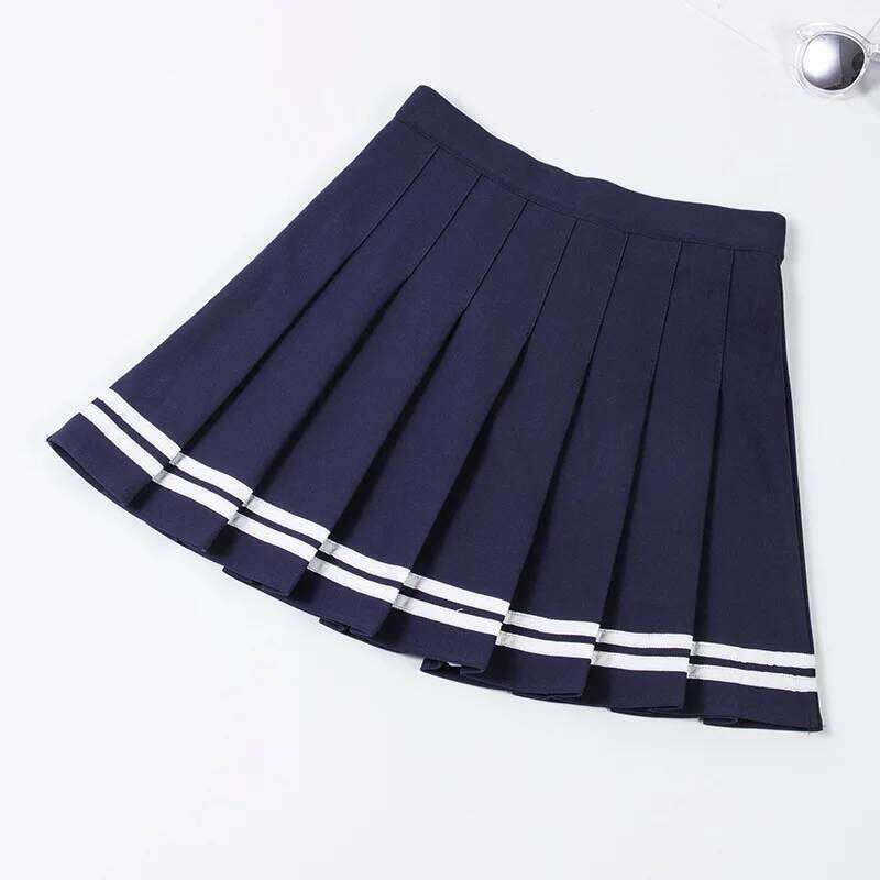 High Waist Elastic Women's Skirts Vintage Korean Style Patchwork Striped Pleated Female Sweet Mini Dance Plaid Skirt Z260314