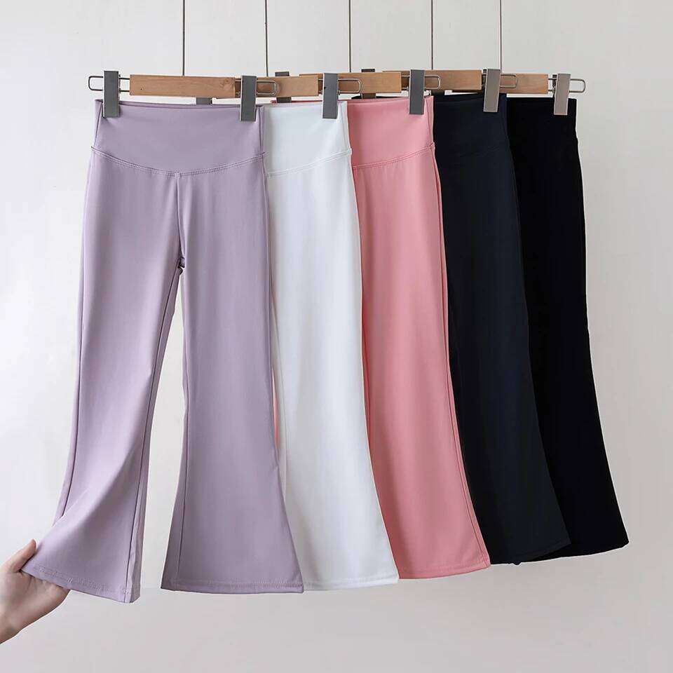 Girls Flared Pants High Waist Yoga Leggings Teenagers Stretch Elastic Waistband Kids Sportswear Trousers Autumn Spring 26Y0313