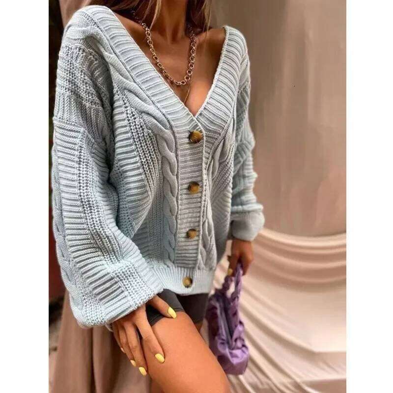 Spring New Bohemian Women's Cardigan V-Neck Long-sleeved Sweater Autumn Retro Elegant Single-breasted Knitwear Jacket Z260313