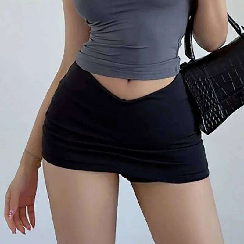 Low V Waist Fashionable Elastic Slim Solid Color Casual A-Line Skirt For Women Z260314