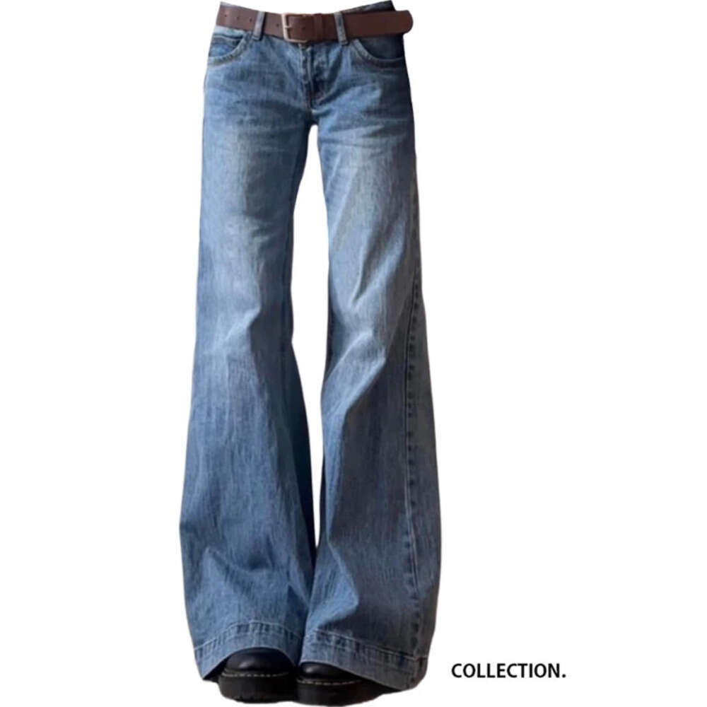 Autumn Winter Women Vintage Old Money Baggy Flare Jean Japanese Y2K Streetwear Denim Pants Grunge Bell-Bottom High Street Korean Z260313