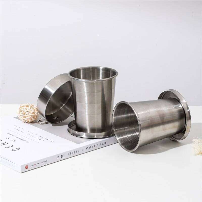 Stainless steel telescopic small wine travel compression keychain portable outdoor folding cup Z260313