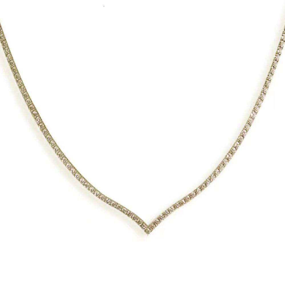Fashion V Shape Rhinestone Choker Wedding Accessories Bling Jewelry Crystal Tennis Chain Necklace Statement Collar H260312