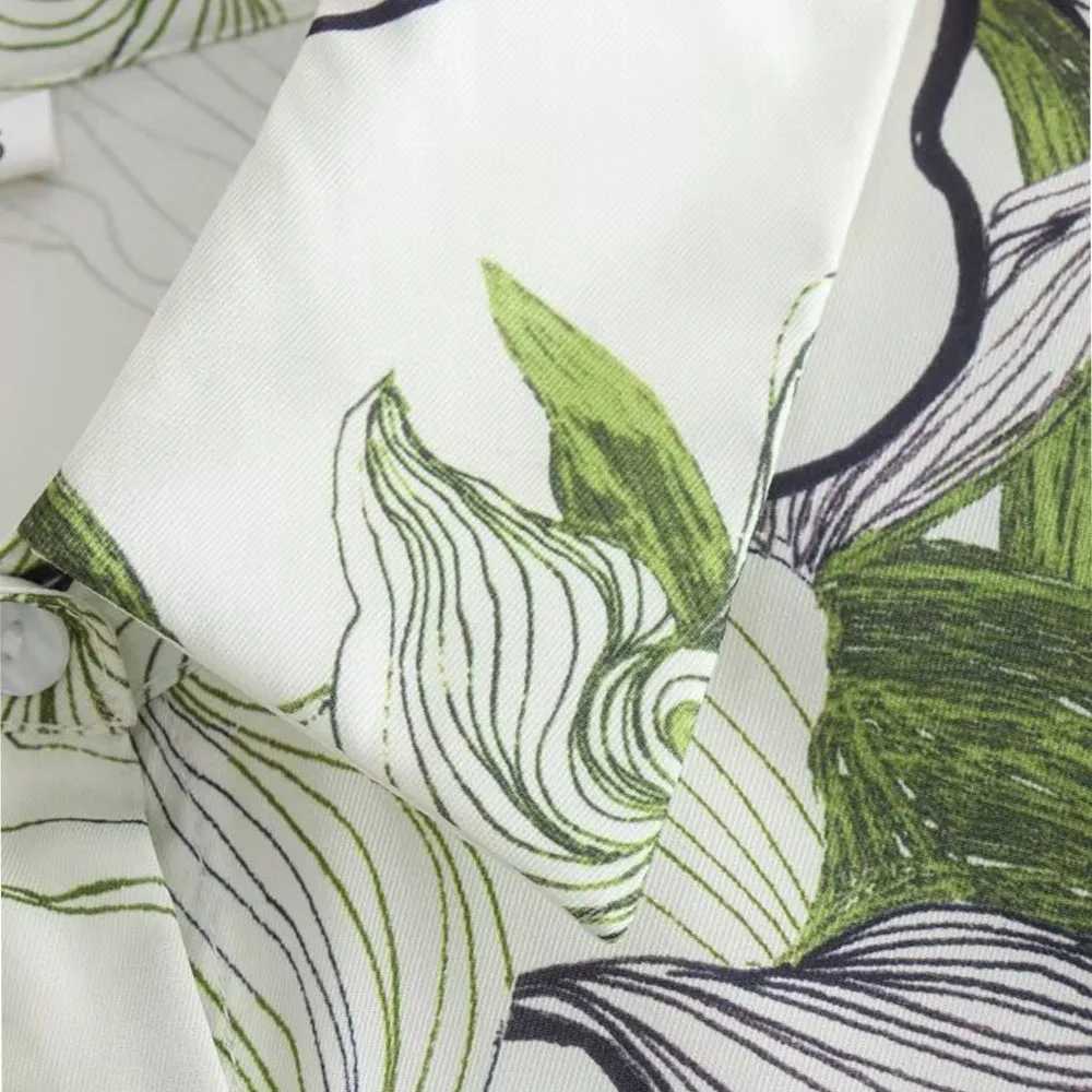 PRINTKAOIR Spring and Autumn French casual and comfortable vacation style printed loose shirt and printed pants set M260313