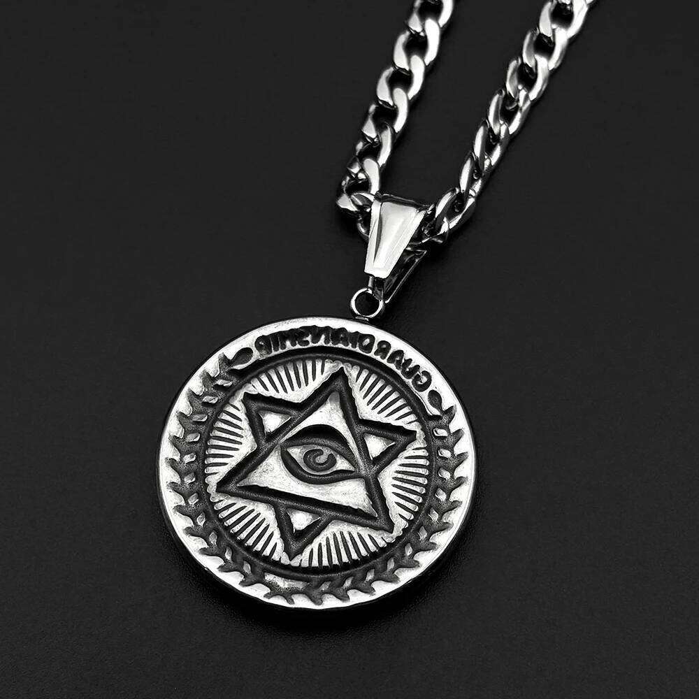 Jewish Israel Star David GUARDIANSHIP Necklace Women Men Stainless Steel Eye of Providence Judaica Hexagram Chain Jewelry H260312