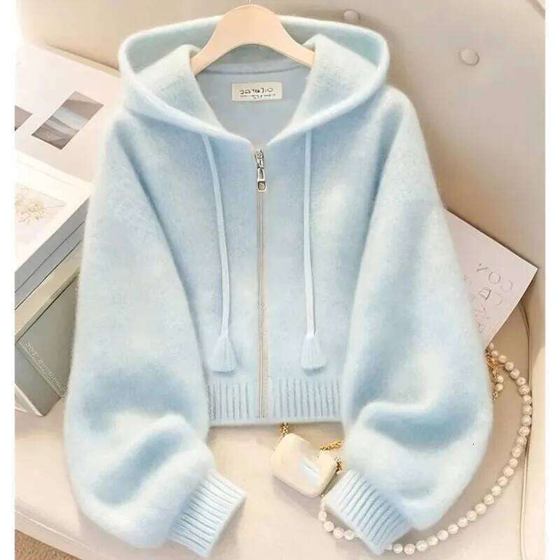 Lazy Wind Feminine Long Sleeves Knitting Spring Autumn Women Leisure Hooded Sweater High-grade Ladies Fashion Zipper Knitted Z260314