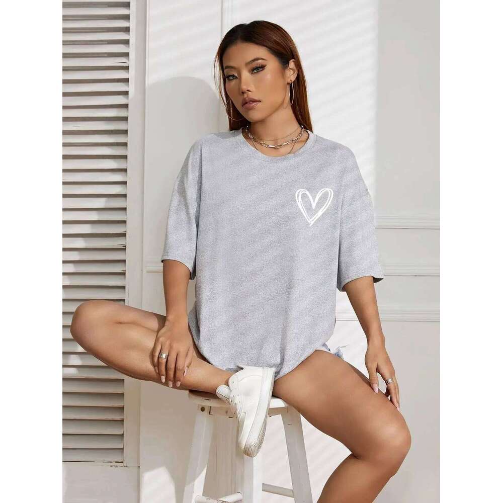 Simple Love Printed Womens Tshirts Summer Breathable Clothes Casual Fashion Short Sleeve Street Oversized All Match T-Shirts Z260314