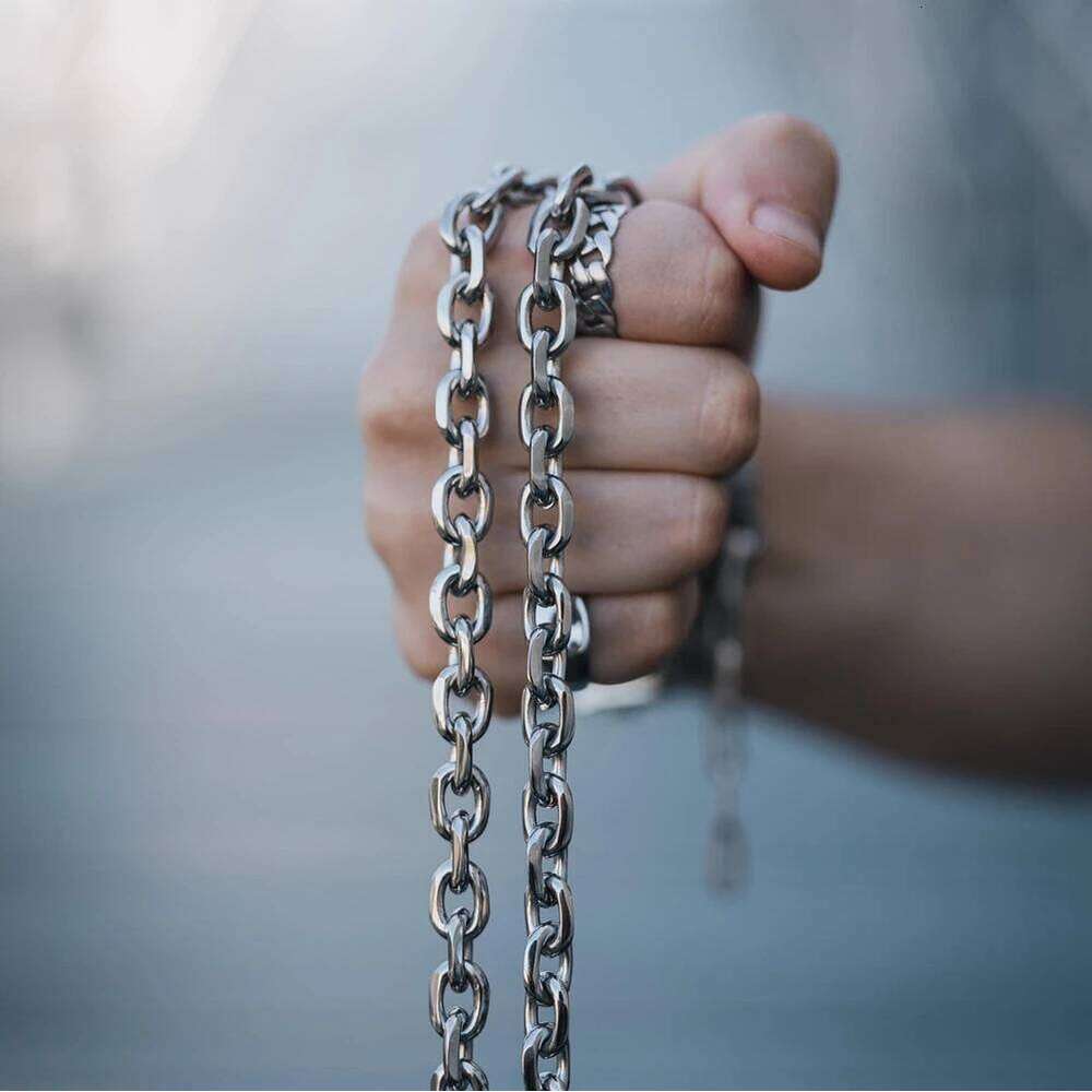 8mm Chunky Bevelled Cable Link Chain Stainless Steel Grunge Jewelry Punk Gothic Necklace Gift for Him H260312