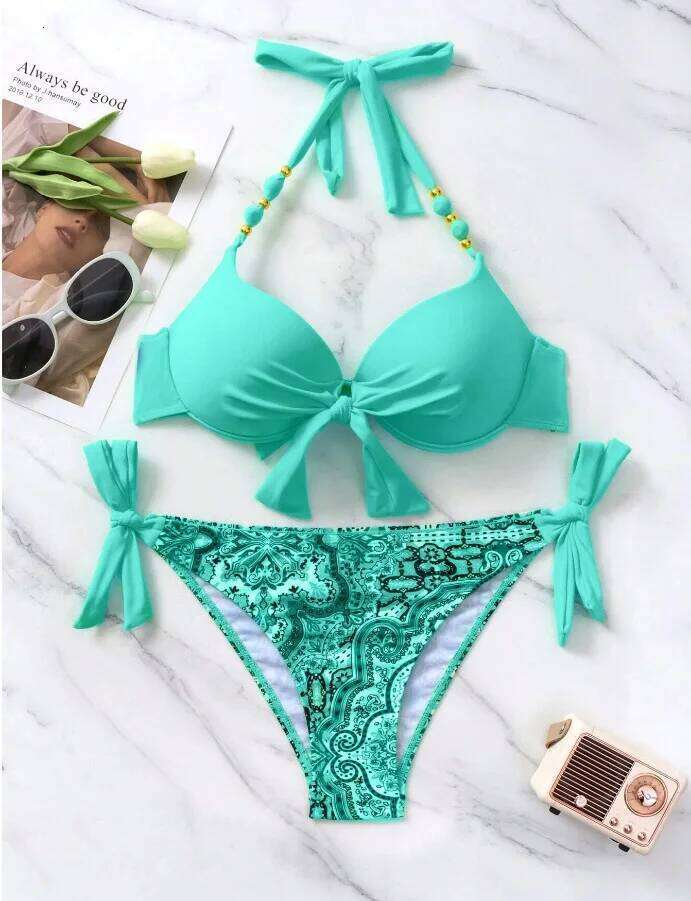 Sexy Push Up Bikini 2024 Women Swimsuit Two Piece Swimwear Female Thong Bikinis Set Swimming for Bathing Suits Brazilian Biquini Y260303