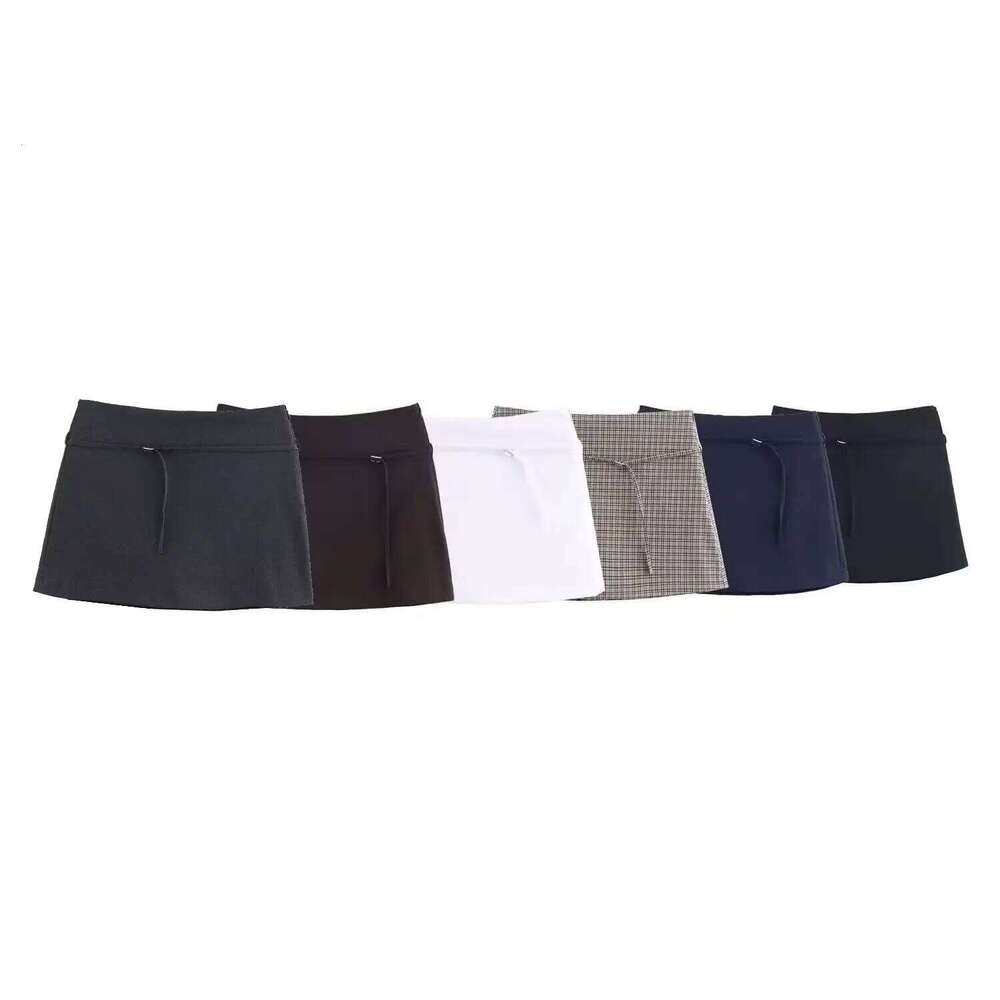 Women's Fashion Solid Slim Mid Waist With Belt Adorn Female Autumn Winter Elegant Commuting A-Line Mini Skirt Streetwear Z260314