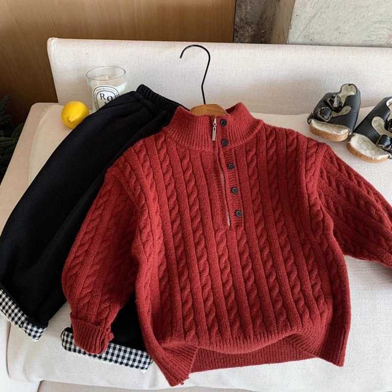 Pullover Children's Sweater for Boys and Girls Thickened Knitwear New Winter Style Baby Striped Cable Knit Pullover Warm Base Shirt