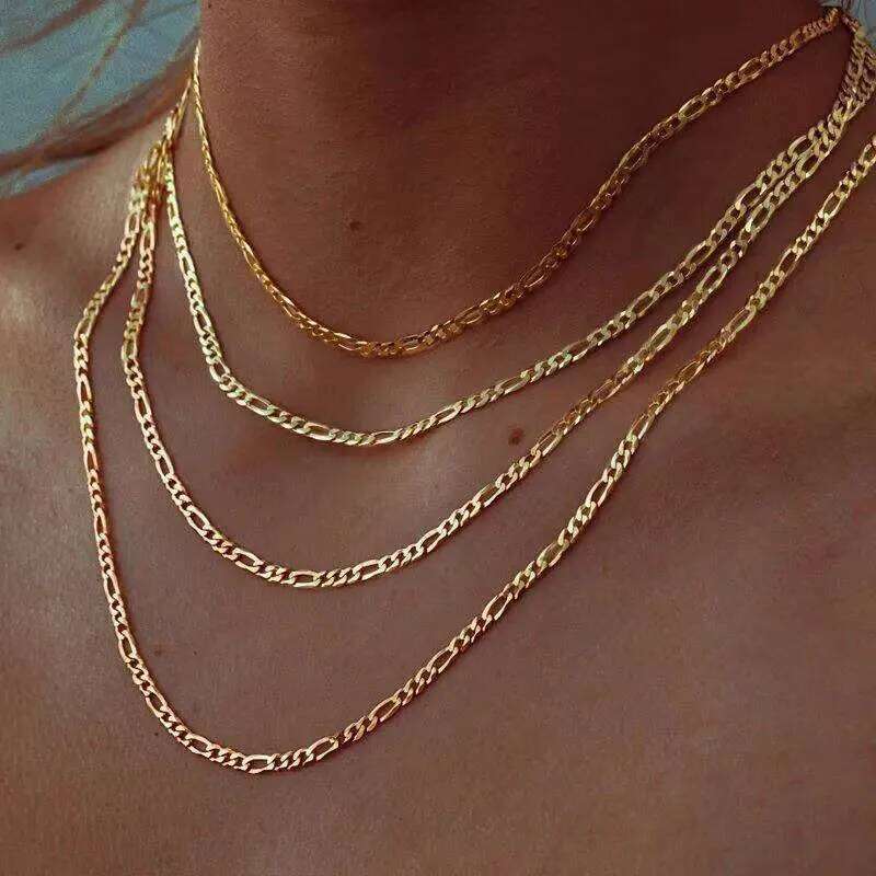 ASONSTEEL 1 Piece Rope Cuban Link Chain Stainless Steel Necklace 45cm/50cm/55cm/60cm Gold Color Jewelry For Women Men Trending H260312