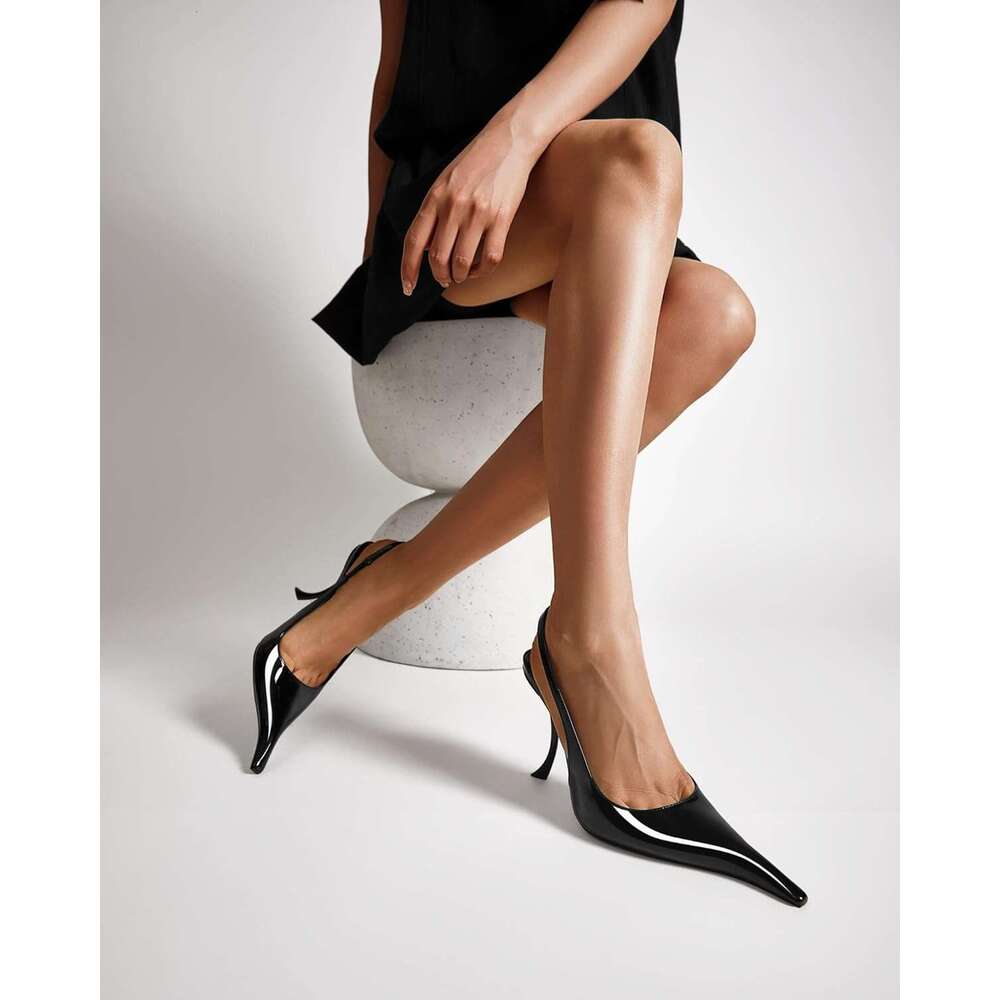 Slingback For Women Pointed Close Toe Kitten Heels Patent Pumps Party Comfy Stiletto Inch Dress Shoes MOJIDASHU