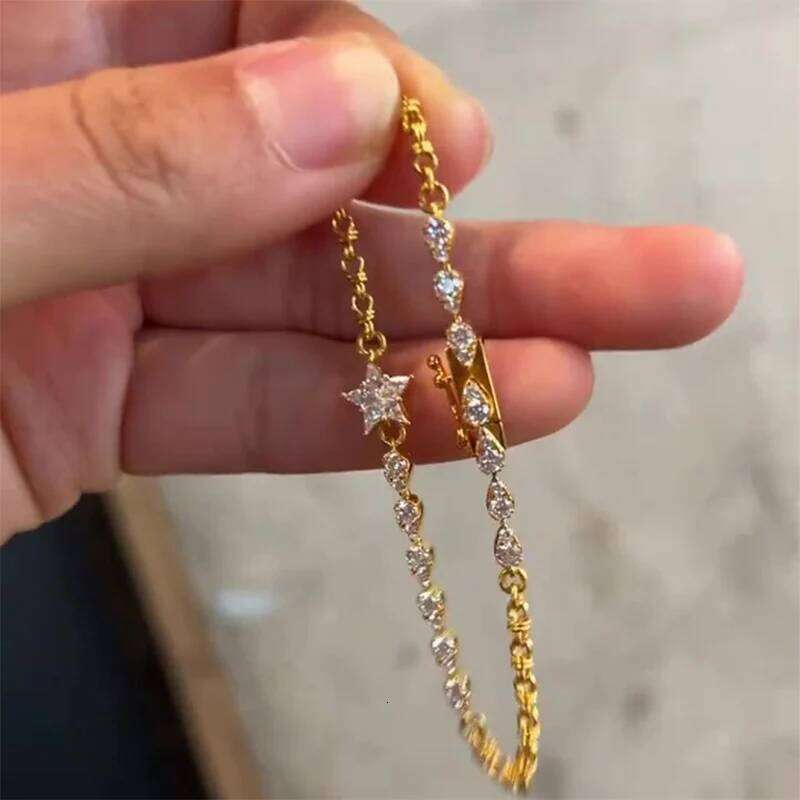 Foxanry Sparkling Zircon Star Geometric Bracelet For Women Girl Fashion Heavy Industry Exquisite Elegant Engagement Jewelry Gift Z260313