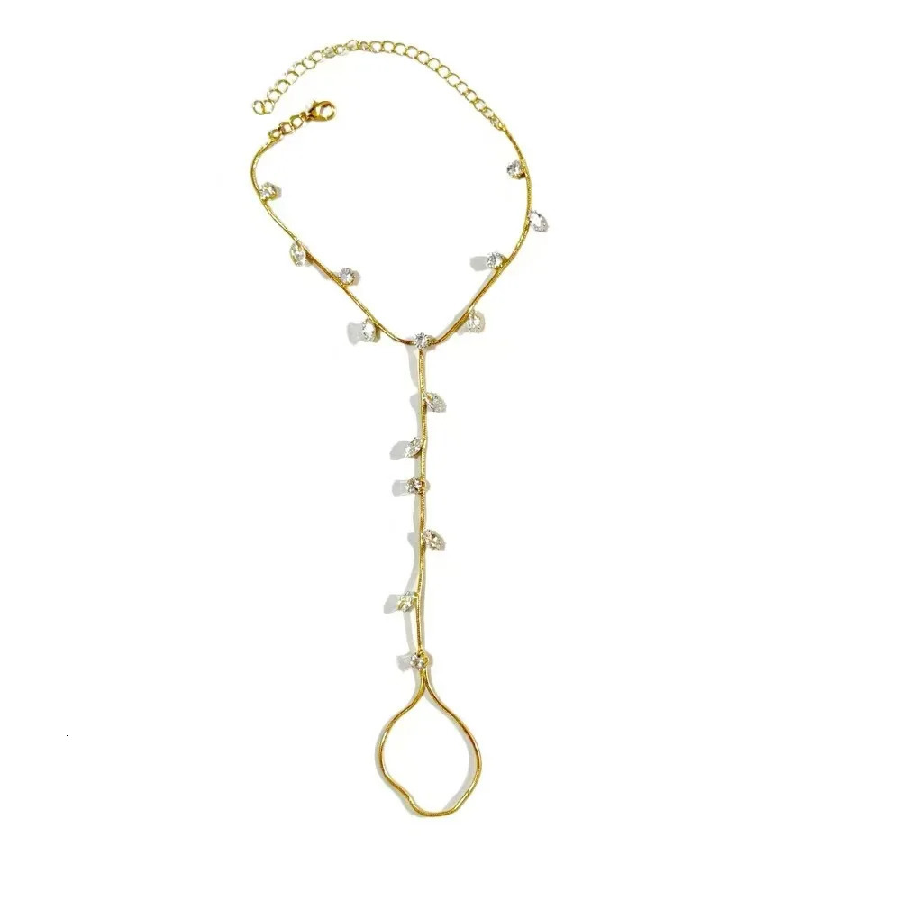 selling fashion zircon finger bracelet for women shining in summer versatile with leaves back of hand chain personalized 260313