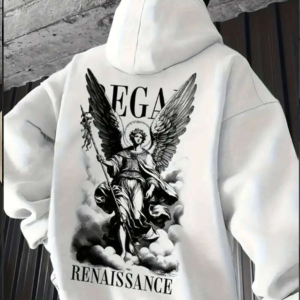 Commuting fashion men's autumn and winter must-have with English letter printing hooded sweatshirt versatile s Z260314