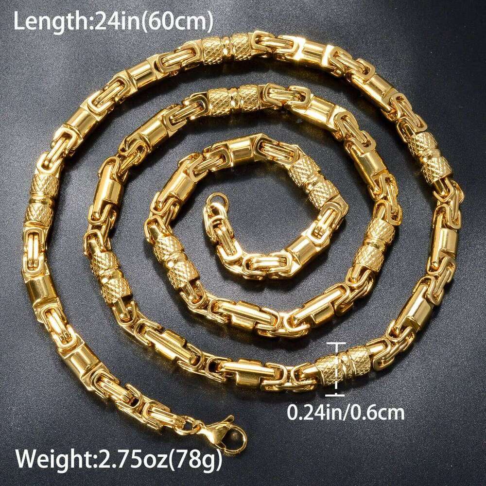 New Men's and Women's Stainless Steel Necklaces Geometric Byzantine Chains Retro Hip-hop Punk Party Jewelry Gifts H260312