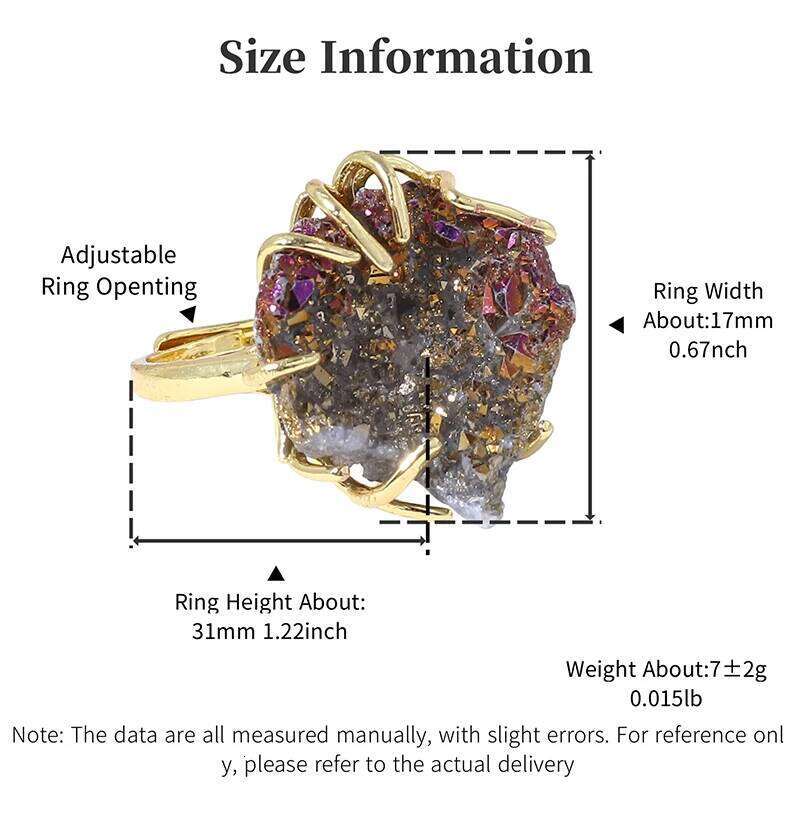 2025 Adjustable Natural Raw Cluster Ring Colorful Healing Jewelry Unisex Crystal Wristband Mindfulness Accessory H260312