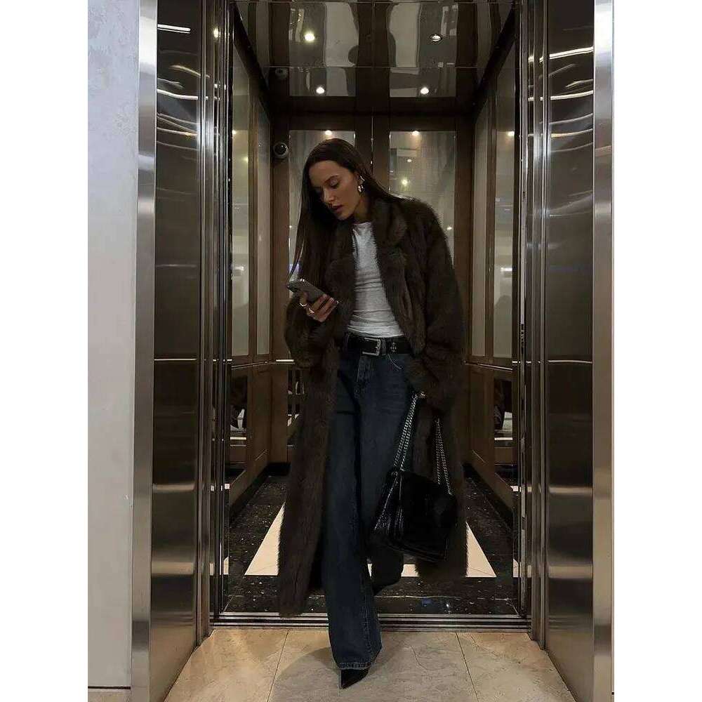 Faux Fur Jackets Women Solid Elegant Long Coat Cardigan Warm Thick Outerwear Jacket Furry Streetwear Coats Autumn Winter Z260313
