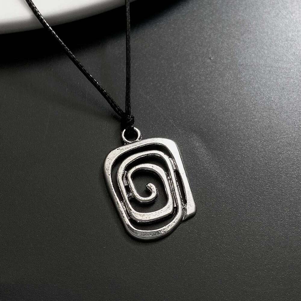 Vintage Fashion Spiral Vortex Pendant Couple For Women Men Gothic Punk Geometric Black Rope Necklace Male Charm Gift H260312