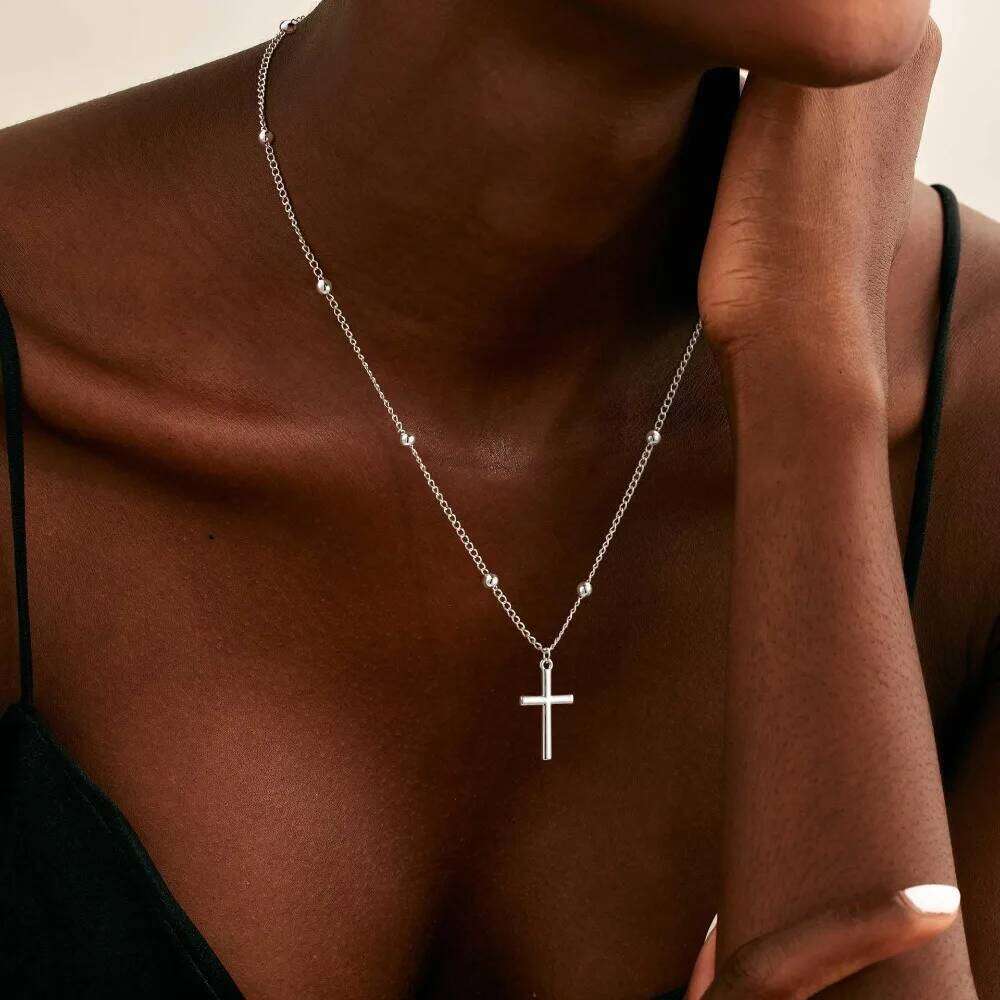 Gold Silver Color Cross Pendant Necklace Fashion Exquisite Metal Alloy Chain Drop Necklaces Religous Jewelry for Women Men Gifts H260312