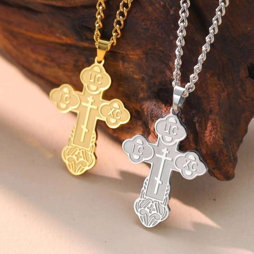 Dawapara Eastern Orthodox Serbian Cross Pendant Necklace Stainless Steel Jewelry Talisman Charm Necklaces H260312