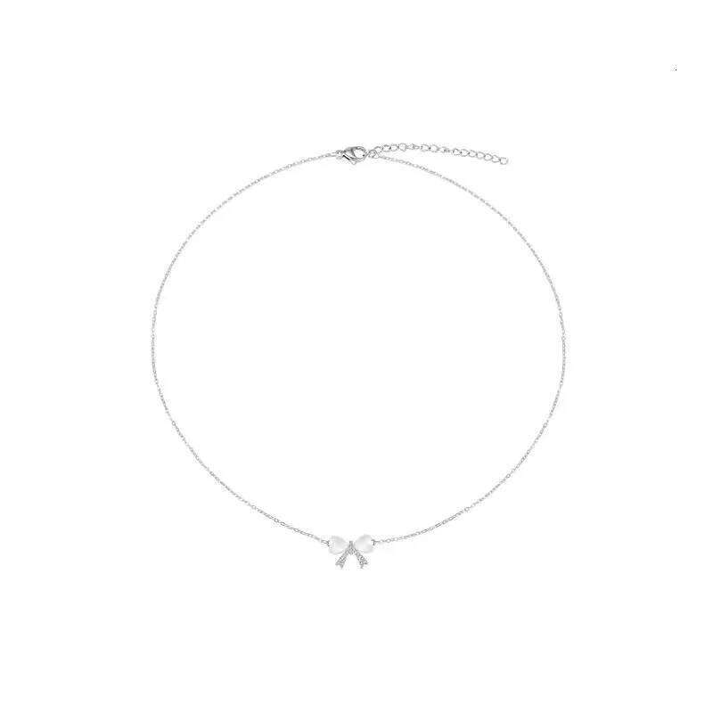 Exquisite Clavicle Elegant Scrub Bow Pendant Necklace For Women Girls Temperament Collar Chain Korean Student Choker y2k H260312